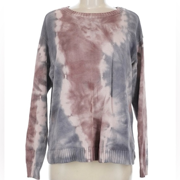 All Worthy Tie Dye Oversized Knit Sweater Gray/Pink Size Medium - Picture 2 of 8
